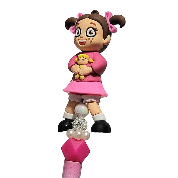 La Popis El Chavo Del 8 Custom Beaded Ballpoint Twist Pen Topper Pink - Picture 2 of 6